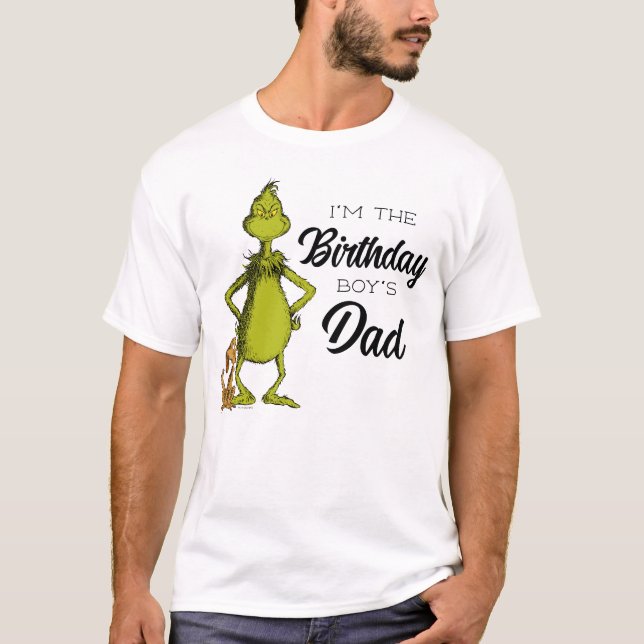 Grinch Chalkboard Birthday Boy's Pappa T Shirt (Framsida)