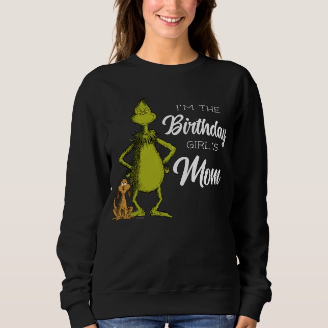 Grinch Chalkboard Birthday Girl's Mamma T Shirt (Framsida)