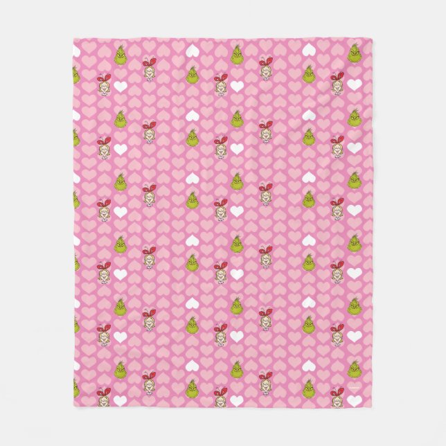 Grinch & Cindy-Lou Rosa Heart Mönster Fleecefilt (Framsidan)