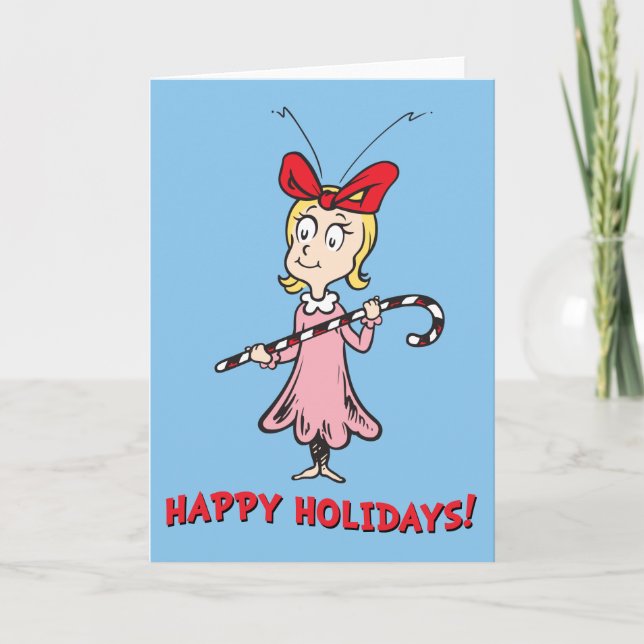 Grinch | Cindy-Lou Vem - Holding Candy cane Helgkort (Framsida)