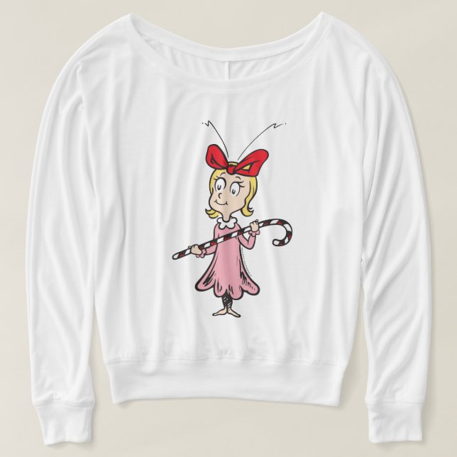 Grinch | Cindy-Lou Vem - Holding Candy cane Tröja (Design framsida)