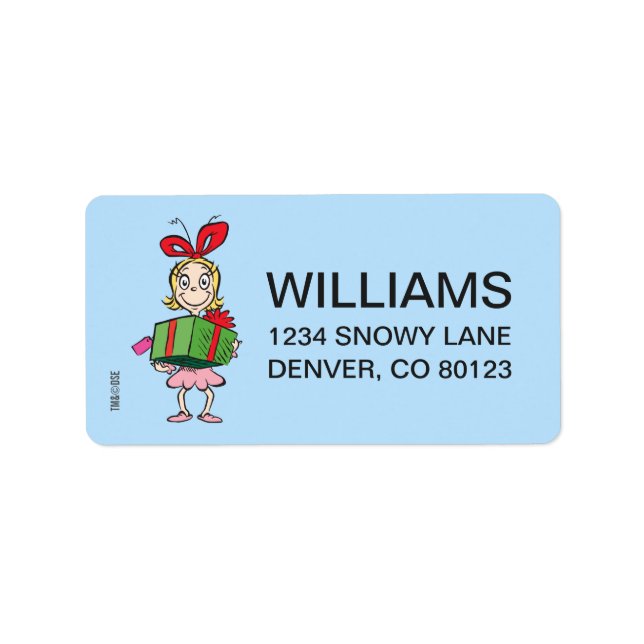 Grinch | Cindy-Lou Vem - Holding Present Adressetikett (Framsidan)