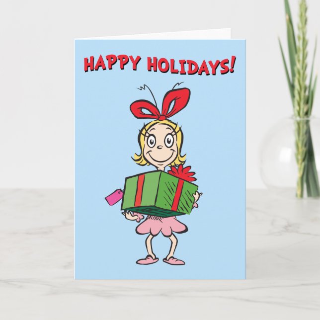 Grinch | Cindy-Lou Vem - Holding Present Helgkort (Framsida)