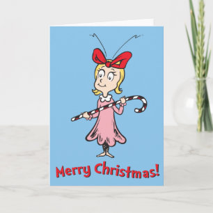 Grinch Cindy-Lou Who - Håller Candy Cane Helgkort