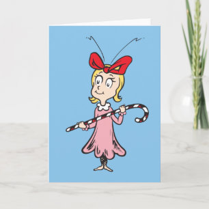 Grinch Cindy-Lou Who - Håller Candy Cane Helgkort