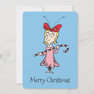 Grinch Cindy-Lou Who - Håller Candy Cane Julkort