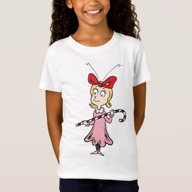 Grinch | Cindy-Lou Who - Håller Candy Cane Tee Shirt (Framsida)