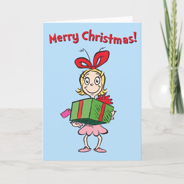 Grinch | Cindy-Lou Who - Håller Present Helgkort (Framsida)