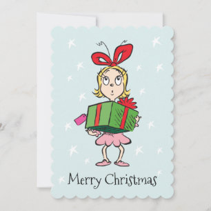 Grinch Cindy-Lou Who - Håller Present Julkort