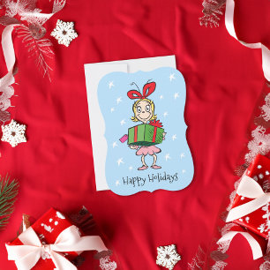 Grinch Cindy-Lou Who - Håller Present Julkort