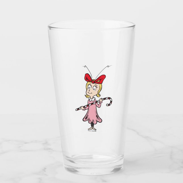 Grinch | Cindy-Lou Who - Håller sockerdrickestav Glaskopp (Framsida)