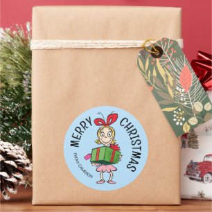Grinch Cindy-Lou Who Julpresentkort Runt Klistermärke
