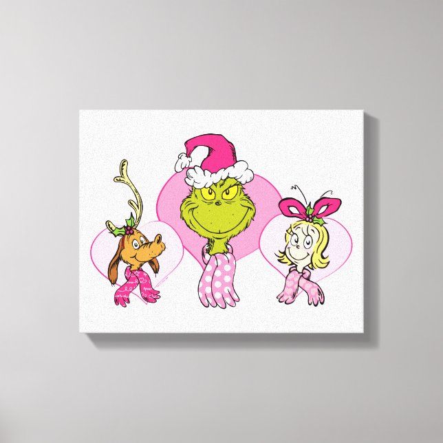 Grinch Crew in Pink Valentine's Portrait Canvastryck (Framsida)