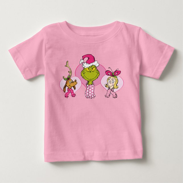 Grinch Crew in Pink Valentine's Portrait T Shirt (Framsida)