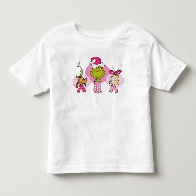 Grinch Crew in Pink Valentine's Portrait T Shirt (Framsida)