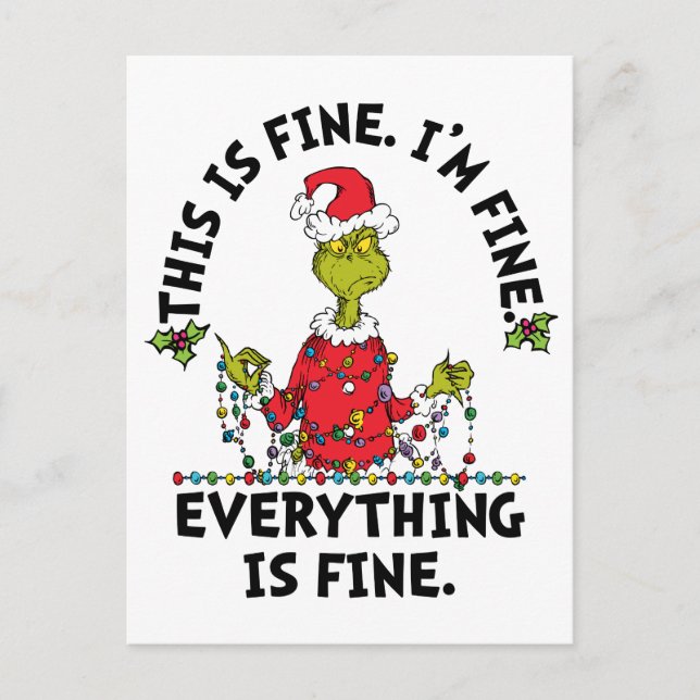 Grinch | Everything is Fine Helg Vykort (Framsida)