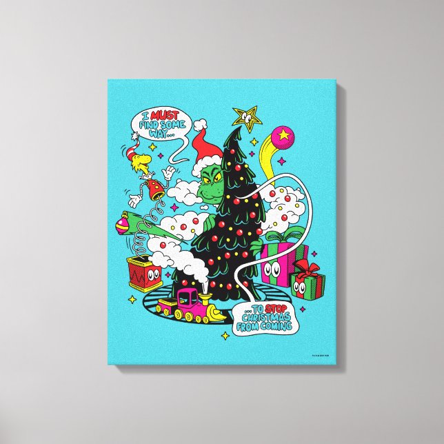 Grinch Färgglad Jul Grafik Canvastryck (Framsida)