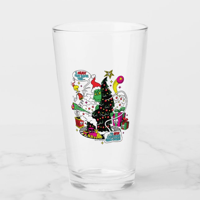 Grinch Färgglad Jul Grafik Glaskopp (Framsida)