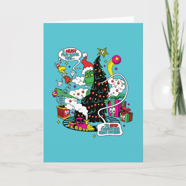 Grinch Färgglad Julgrafik Kort (Framsida)