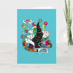 Grinch Färgglad Julgrafik Kort