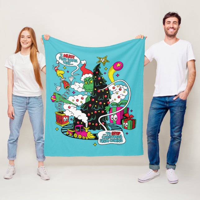 Grinch Färgrik Jul Grafik Fleecefilt (På plats)