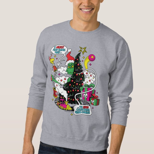 Grinch Färgrik Jul Grafik Lång Ärmad Tröja (Framsida)