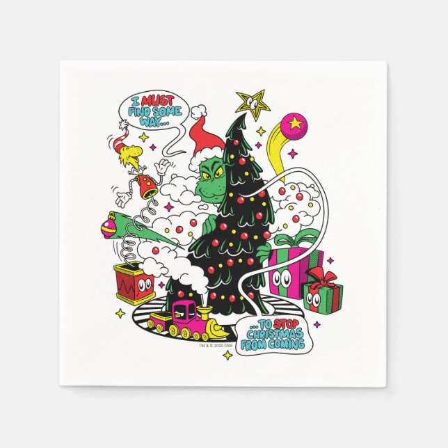 Grinch Färgrik Jul Grafik Pappersservett (Framsidan)