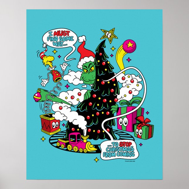 Grinch Färgrik Jul Grafik Poster (Framsidan)