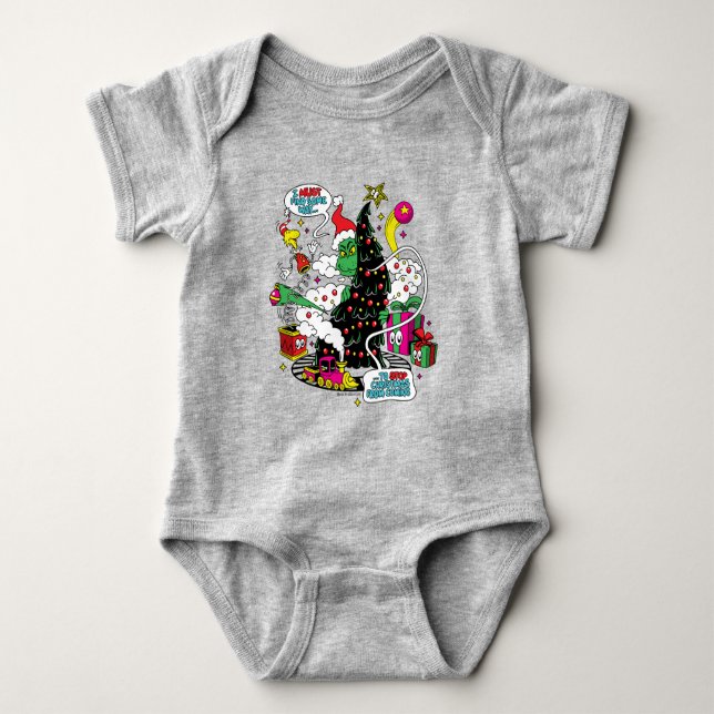 Grinch Färgrik Jul Grafik T Shirt (Framsida)