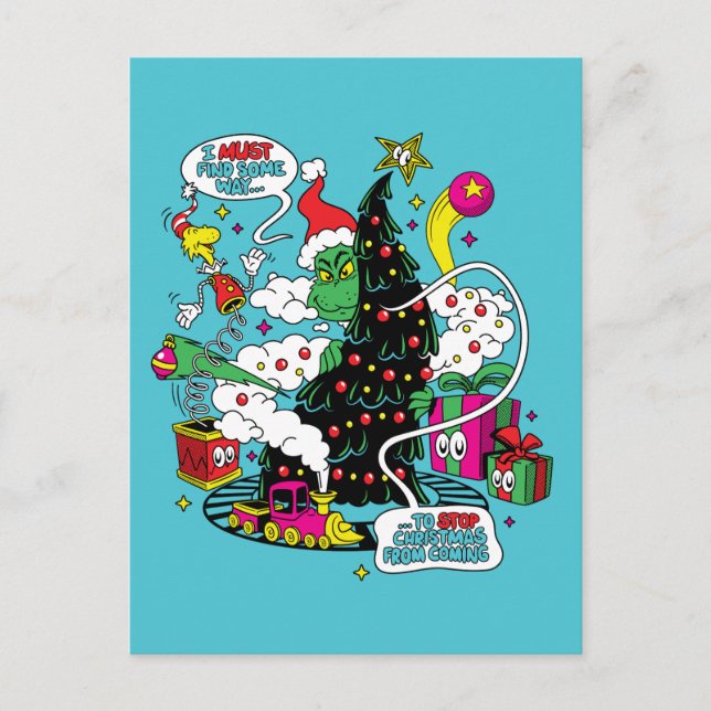 Grinch Färgrik Jul Grafik Vykort (Framsida)
