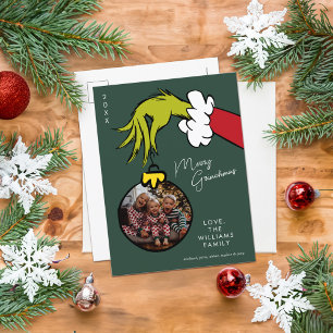 Grinch Glad Grinchjul Familjefoto Jul Helg Vykort