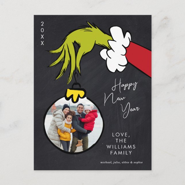 Grinch | Gott Nytt År - Högtidsfoto Helg Vykort (Framsida)