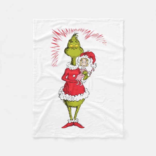 Grinch håller Cindy Lou Who Fleecefilt (Framsidan)