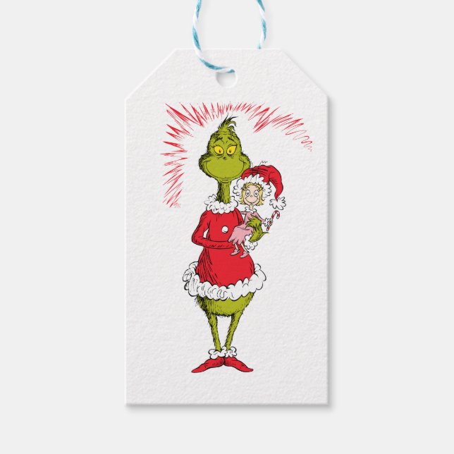 Grinch håller Cindy Lou Who Presentetikett (Framsidan)