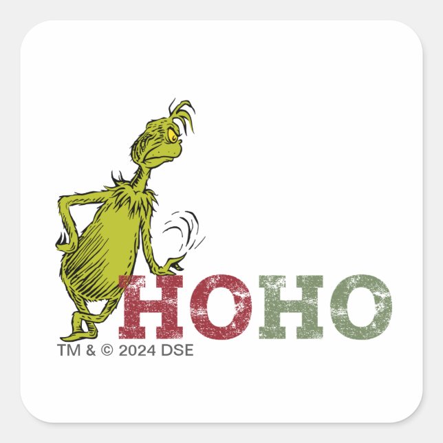 Grinch | Ho Ho Ho Fyrkantigt Klistermärke (Framsida)