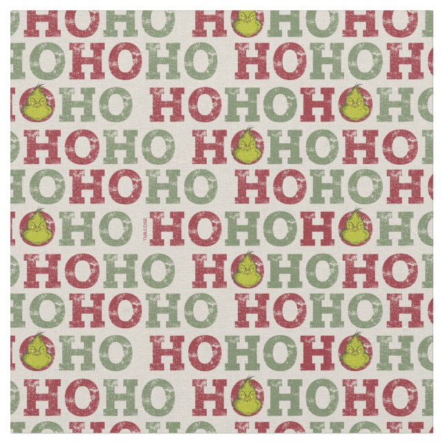 Grinch | Ho Ho Ho Mönster Tyg (Närbild)