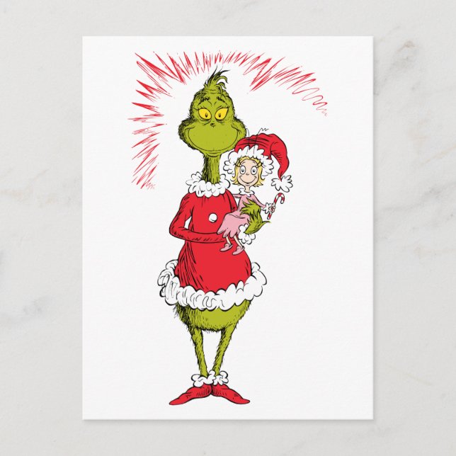 Grinch Holds Cindy Lou Who Vykort (Framsida)