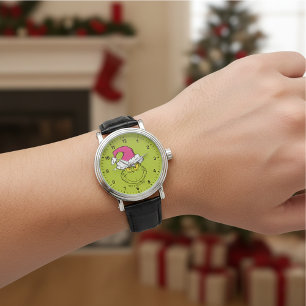Grinch i rosa tomtehatt armbandsur