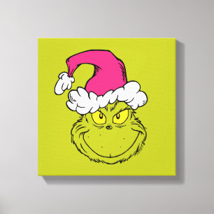 Grinch i rosa tomtehatt canvastryck