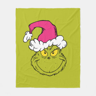 Grinch i rosa tomtehatt fleecefilt