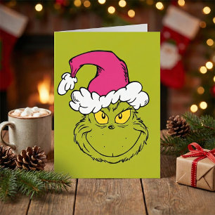 Grinch i rosa tomtehatt kort