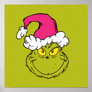 Grinch i rosa tomtehatt poster