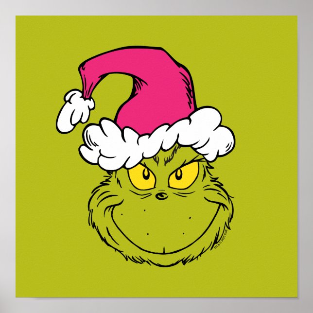 Grinch i rosa tomtehatt poster (Framsidan)