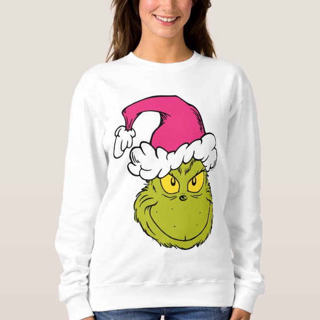 Grinch i rosa tomtehatt t shirt (Framsida)