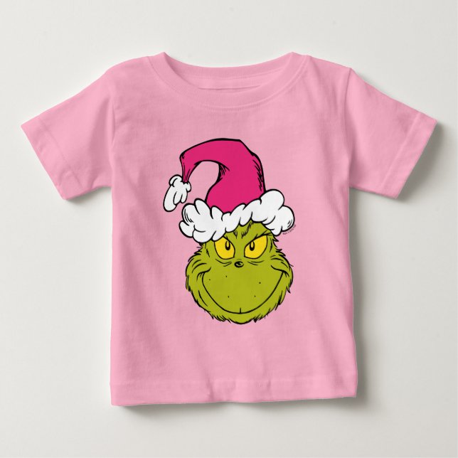 Grinch i rosa tomtehatt t shirt (Framsida)