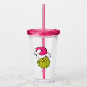 Grinch i rosa tomtehatt take away mugg
