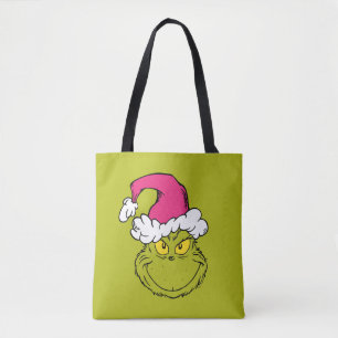 Grinch i rosa tomtehatt tygkasse