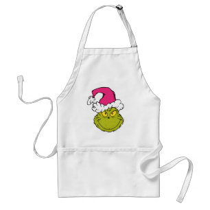 Grinch i rosa tomteluva förkläde