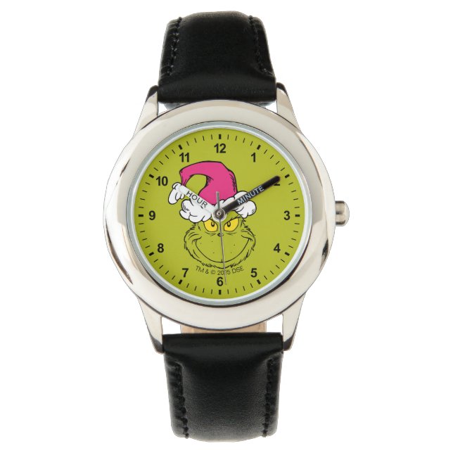 Grinch in Pink Santa Hat Armbandsur (Framsida)