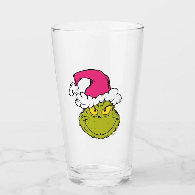 Grinch in Pink Santa Hat Glaskopp (Framsida)